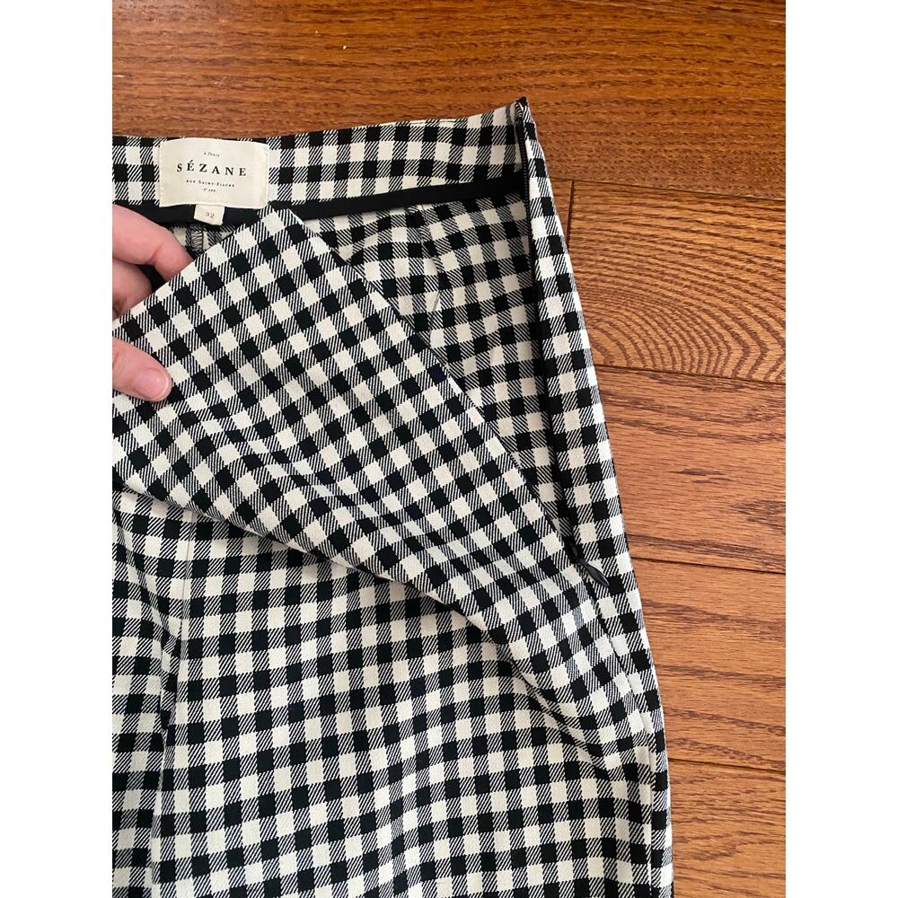 Sezane Black & White Houndstooth Cropped Ankle Pants - Picture 6 of 14